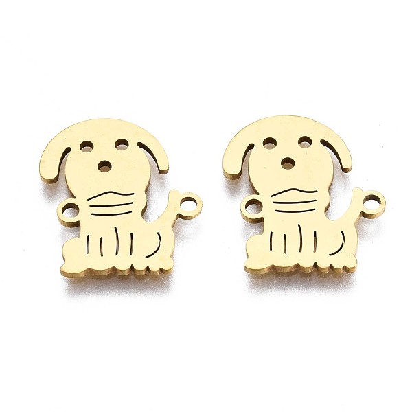 

PandaHall 201 Stainless Steel Link Connectors, Laser Cut, Dog, Golden, 15.5x14x1mm, Hole: 1.4mm 201 Stainless Steel Dog