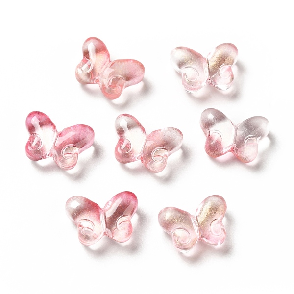 

PandaHall Transparent Baking Paint Glass Beads, with Glitter Powder, Butterfly, Cerise, 10x14x5.5mm, Hole: 1mm Glass Butterfly Red