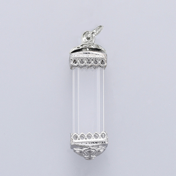 

PandaHall Organic Glass Pendants, with Openable Brass Screw Caps, Cuboid Lantern, Platinum, Clear, 46x12.5x12.5mm, Hole: 3x4mm Brass+Glass...