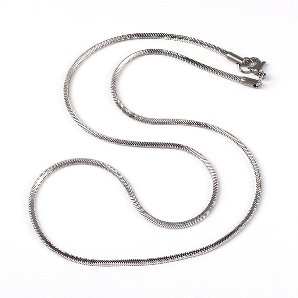 

PandaHall 304 Stainless Steel Square Snake Chains Necklaces, with Lobster Clasps, Stainless Steel Color, 19.69 inch(50cm) Stainless Steel