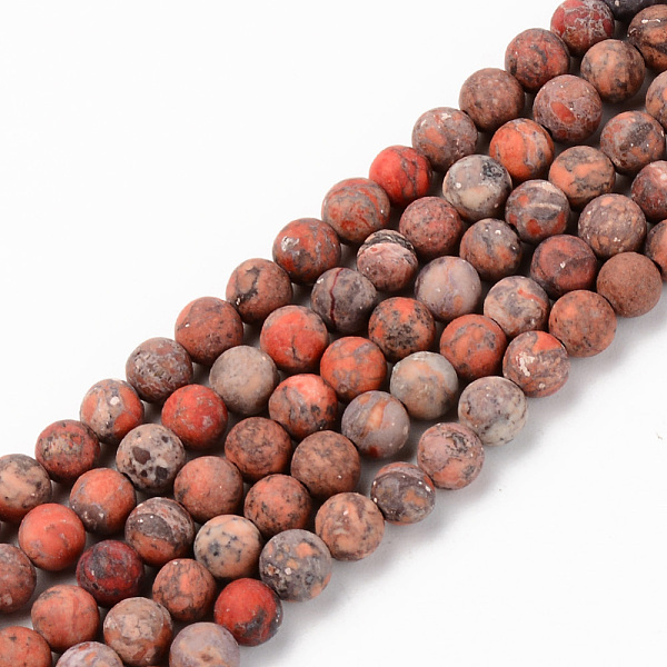

PandaHall Natural American Turquoise Beads Strands, Frosted, Dyed & Heated, Round, Coral, 4mm, Hole: 0.8mm, about 83~86pcs/strand, 14.96..., Red