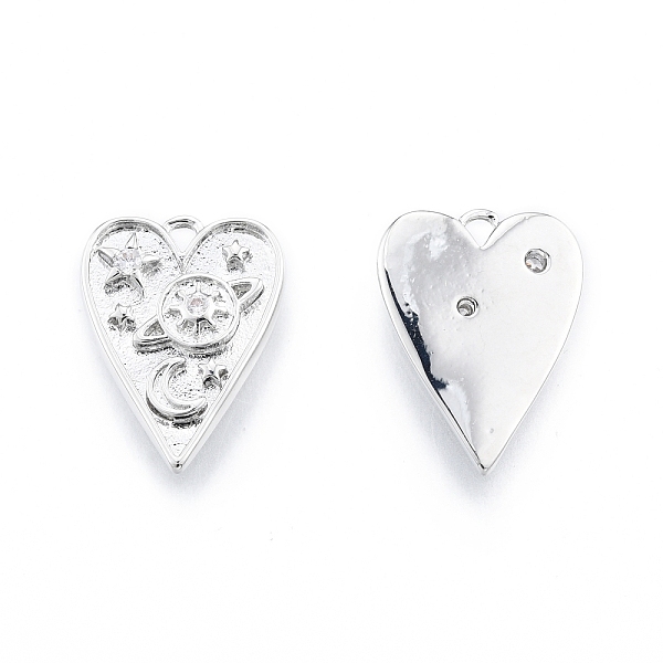 

PandaHall Ion Plating(IP) Brass Micro Pave Clear Cubic Zirconia Pendants, Heart with Planet, Real Platinum Plated, 15x11x2mm, Hole: 1mm...