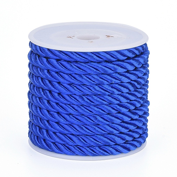 

PandaHall Polyester Cord, Twisted Cord, Blue, 5mm, about 4.37 yards(4m)/roll Polyester Blue