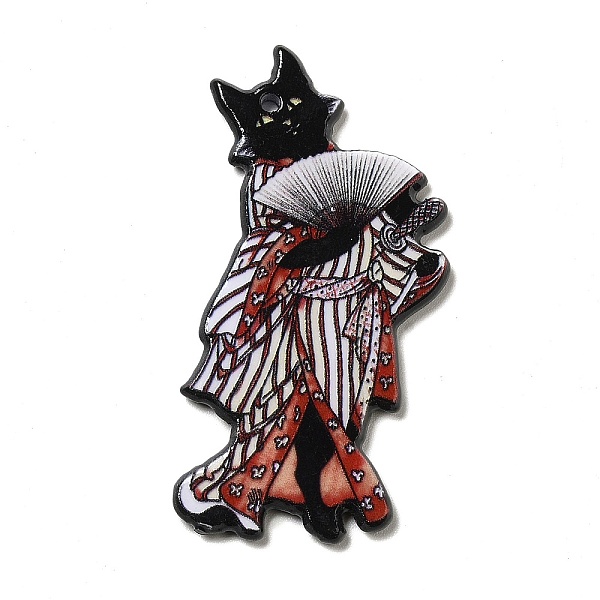 

PandaHall Acrylic Pendants, Cat Theme Charms, Fan Pattern, 48.5x29.5x2.5mm, Hole: 1.6mm Acrylic Fan