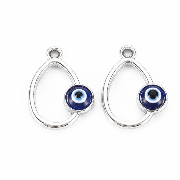 

PandaHall Alloy Enamel Pendants, Platinum, Cadmium Free & Lead Free, Teardrop with Evil Eye, Dark Blue, 20x14.5x4mm, Hole: 1.8mm...