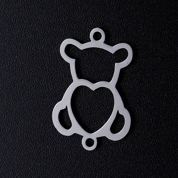 

PandaHall 201 Stainless Steel Links connectors, Bear with Heart, Stainless Steel Color, 21x14x1mm, Hole: 1.5mm 201 Stainless Steel Bear