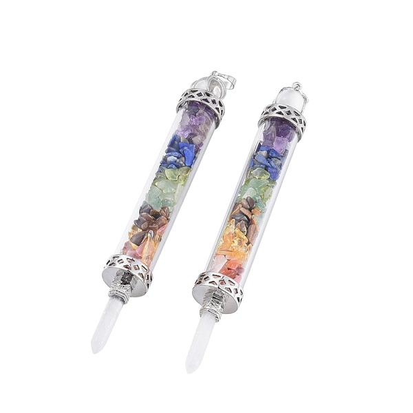 

PandaHall Natural Mixed Stone Big Pendants, Dowsing Pendulum Pendants Making, with Quartz Crystal Round Beads, Glass and Brass Findings..., Multicolor