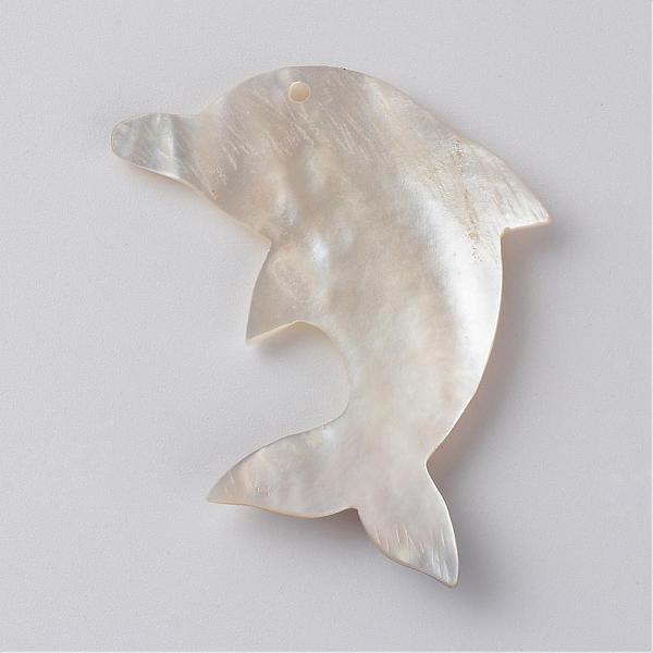 

PandaHall Sea Shell Pendants, Dolphin, Coconut Brown, 43x30x3mm, Hole: 1mm Other Sea Shell Dolphin Brown