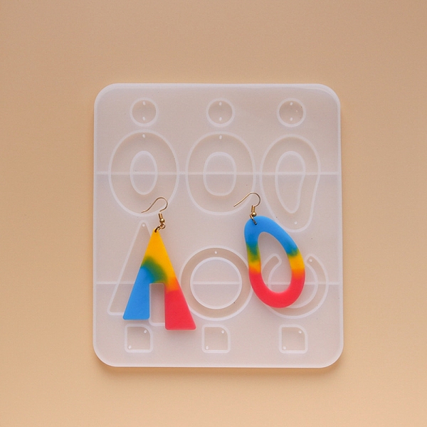 

PandaHall Earring Pendant Silicone Molds, Resin Casting Molds, For UV Resin, Epoxy Resin Jewelry Making, Mixed Shapes, White, 173x151x7mm...