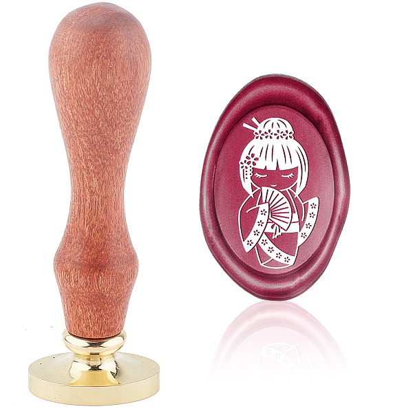 

PandaHall CRASPIRE Wax Seal Stamp Cherry Blossom Kimono Doll Sealing Wax Stamps Oval 20×30mm Removable Brass Head Sealing Stamp with Wooden...