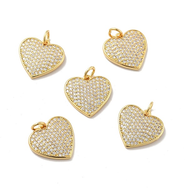 

PandaHall Heart Brass Micro Pave Cubic Zirconia Pendants, with Jump Rings, Cadmium Free & Nickel Free & Lead Free, Real 18K Gold Plated..., Clear