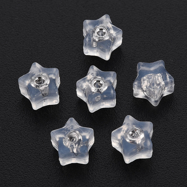 

PandaHall Silicone Ear Nuts, Earring Backs, with Brass Findings, Star, Cadmium Free & Nickel Free & Lead Free, Platinum, 6x6x5mm, Hole..., Clear