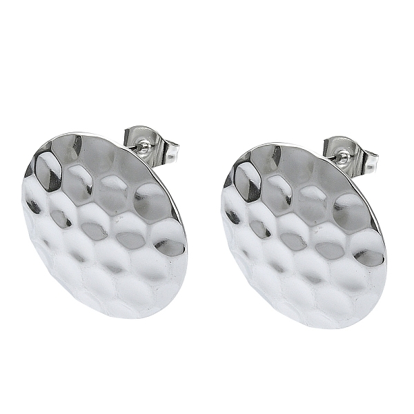 

PandaHall 201 Stainless Steel Stud Earrings, with 304 Stainless Steel Pins, Textured Flat Round, Stainless Steel Color, 20mm 201 Stainless...