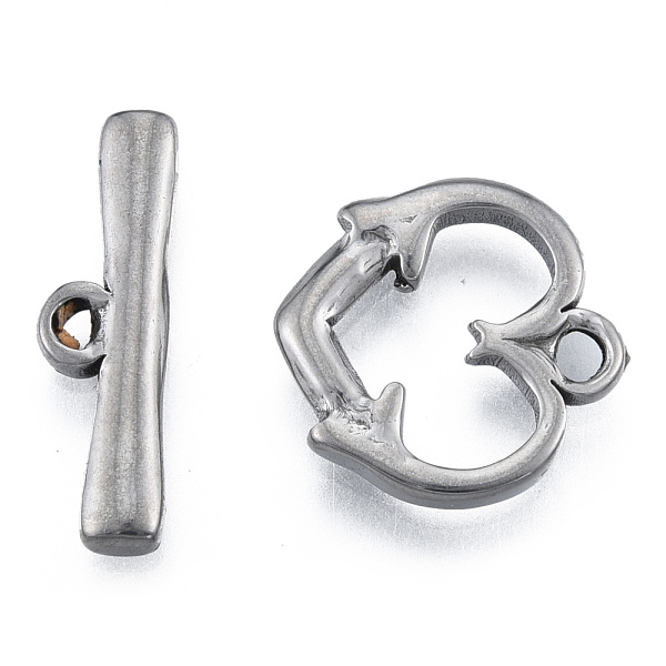 

PandaHall 304 Stainless Steel Toggle Clasps, Heart, Stainless Steel Color, Bar:6x22x2mm, Hole: 1.2mm, Heart: 16.5x16.5x2.5mm, Hole: 2mm. 304...