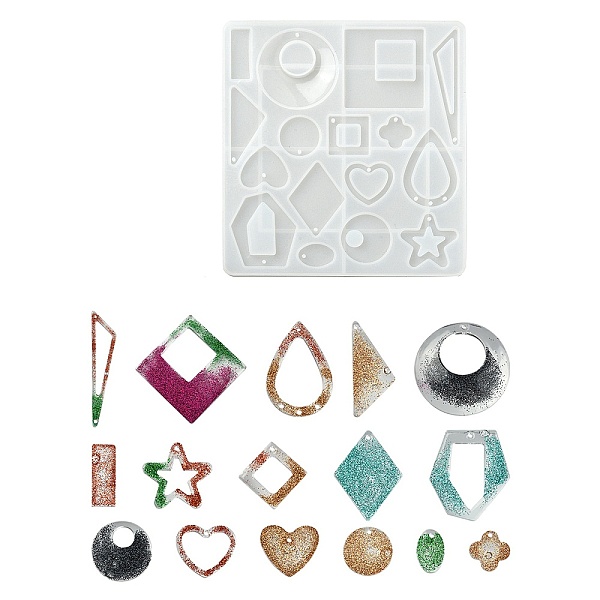 

PandaHall DIY Geometrical Shape Pendant Silicone Molds, Resin Casting Molds, for UV Resin, Epoxy Resin Jewelry Making, Creamy White...