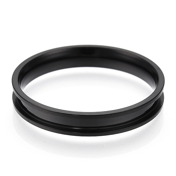 

PandaHall 201 Stainless Steel Grooved Finger Ring Settings, Ring Core Blank, for Inlay Ring Jewelry Making, Electrophoresis Black, US Size...