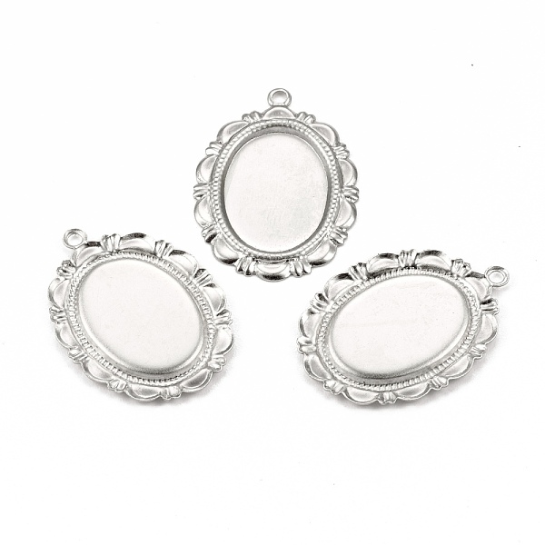 

PandaHall 304 Stainless Steel Pendant Cabochon Settings, Oval, Stainless Steel Color, 28x20.5x1mm, Hole: 1.6mm, Tray: 18x13mm 304 Stainless...