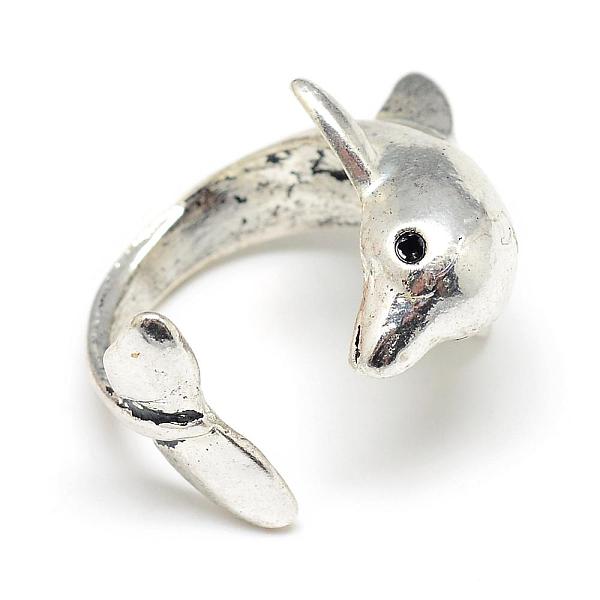 

PandaHall Adjustable Alloy Cuff Finger Rings, Dolphin4, Antique Silver, US Size 4 1/4(15mm) Alloy
