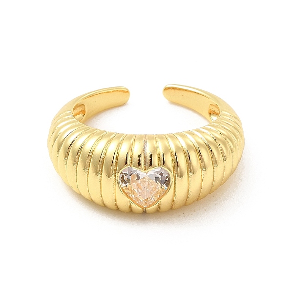 

PandaHall Rhinestone Heart Heart Open Cuff Ring, Rack Plating Brass Jewelry for Women, Cadmium Free & Lead Free, Real 18K Gold Plated, US...