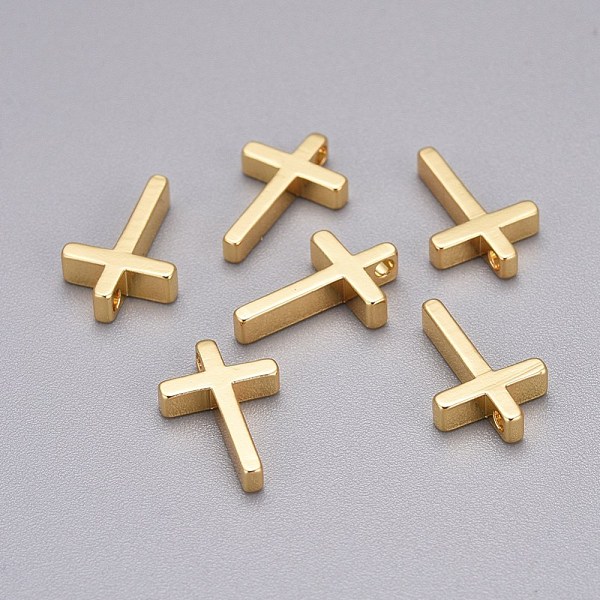 

PandaHall Brass Tiny Cross Charms, Golden, 13x8.5x2.5mm, Hole: 1.4mm Brass Cross