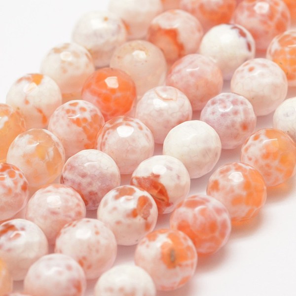

PandaHall Faceted Natural Fire Crackle Agate Beads Strands, Round, Dyed & Heated, Orange, 8mm, Hole: 1mm, about 47pcs/strand, 14 inch...