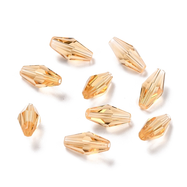 

PandaHall Transparent Glass Beads, Faceted, Bicone, Bisque, 12x6mm, Hole: 1mm Glass Bicone Orange