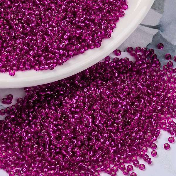 

PandaHall MIYUKI Round Rocailles Beads, Japanese Seed Beads, 15/0, (RR1436) Silverlined Hibiscus, 15/0, 1.5mm, Hole: 0.7mm, about..., Pink