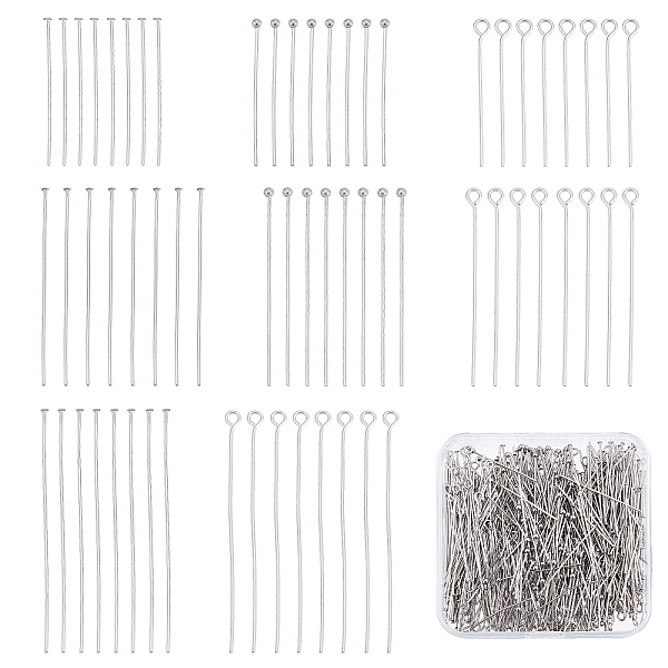 

PandaHall SUNNYCLUE 1 Box 600Pcs 8 Style 30mm 40mm 50mm Assorted Head Pins Stainless Steel Ball Pins Eye Pins for Jewelry Making Assorted 22...