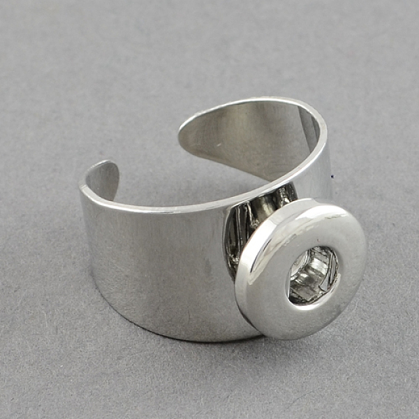 

PandaHall Brass Snap Cuff Rings, Open Rings Components, Platinum, 19x14mm, Fit Snap Buttons in 5x4mm Knob Brass