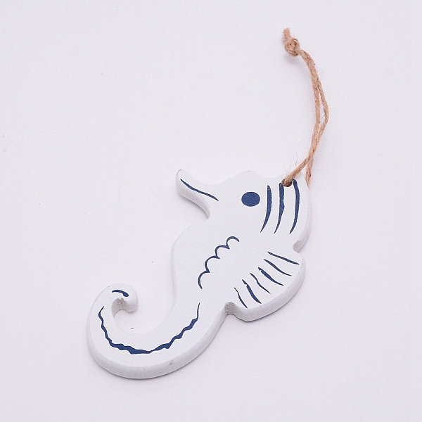

PandaHall MDF Board Pendant Ornaments, Wall Decor Door Hanging Decoration, with Hemp Rope, Sea Horse, White, 21.5cm Fibre Sea Horse White