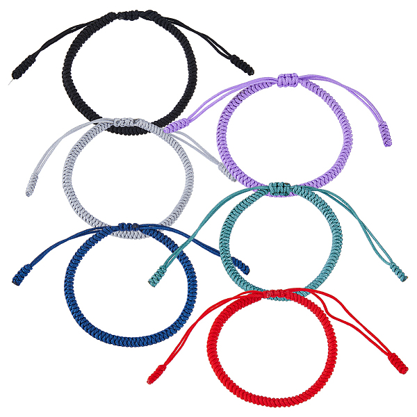 

PandaHall FIBLOOM 6Pcs 6 Colors Nylon Braided Cord Bracelets Set, Adjustable Bracelets, Mixed Color, Inner Diameter: 1-7/8~3-1/4 inch..., Multicolor