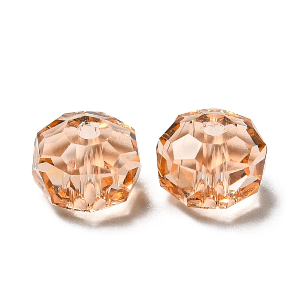 

PandaHall Transparent Glass Beads, Faceted, Rondelle, Light Peach, 8x5mm, Hole: 1.2mm Glass Rondelle Pink