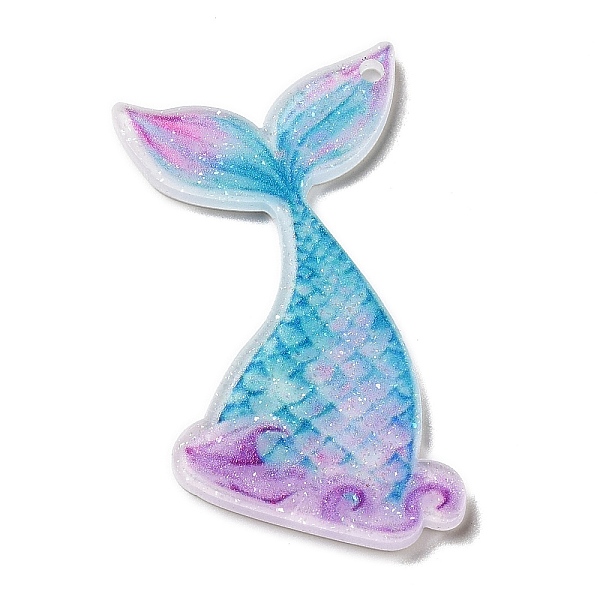 

PandaHall Ocean Themed Opaque Printed Acrylic Pendants, Mermaid, 42x39x2mm, Hole: 1.8mm Acrylic Mermaid