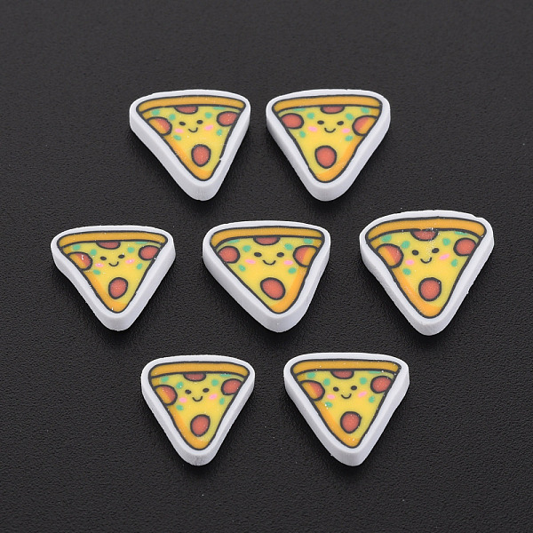 

PandaHall Handmade Polymer Clay Cabochons, Pizza, Gold, 8.5~11x7.5~10.5x1~2mm, about 6200pcs/1000g Polymer Clay Food Gold