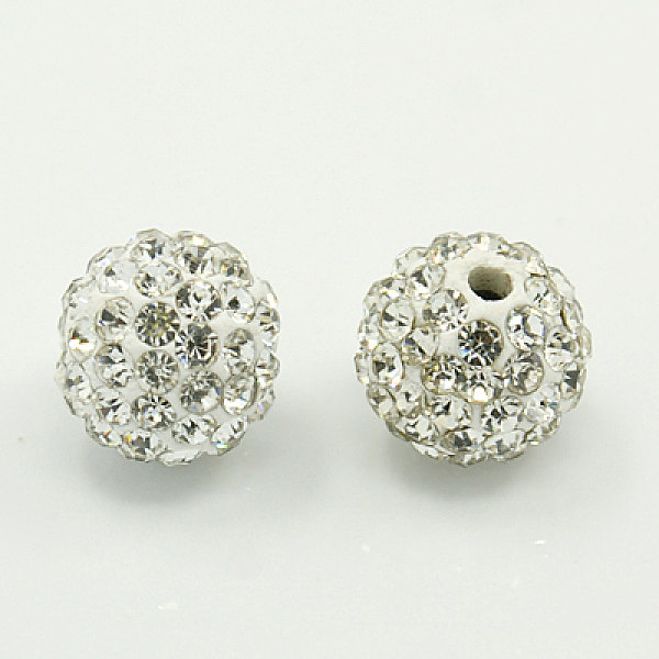 

PandaHall Polymer Clay Rhinestone Beads, Grade A, Round Pave Disco Ball Beads, Crystal, PP12(1.8~1.9mm), 10mm, Hole: 1.5mm Polymer..., Clear