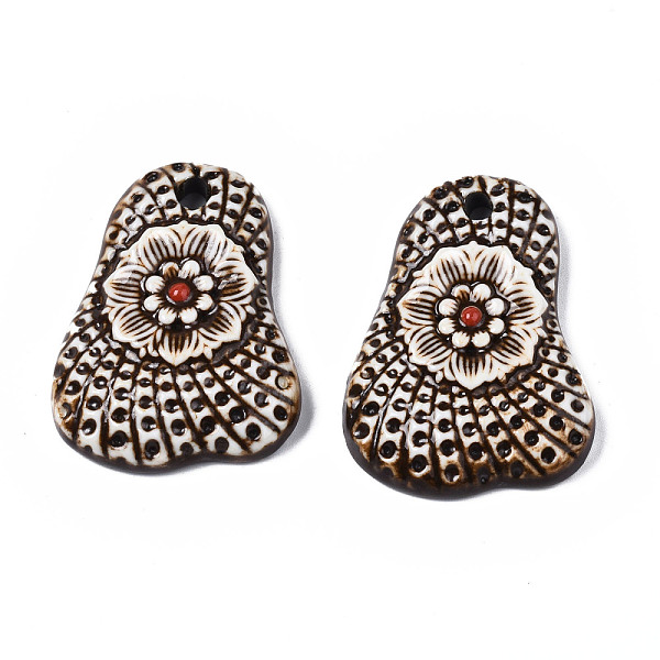 

PandaHall Handmade Porcelain Big Pendants, Polygon with Flower Pattern, Coconut Brown, 52.5~56x40.5~41.5x10~11mm, Hole: 4.5mm Porcelain...