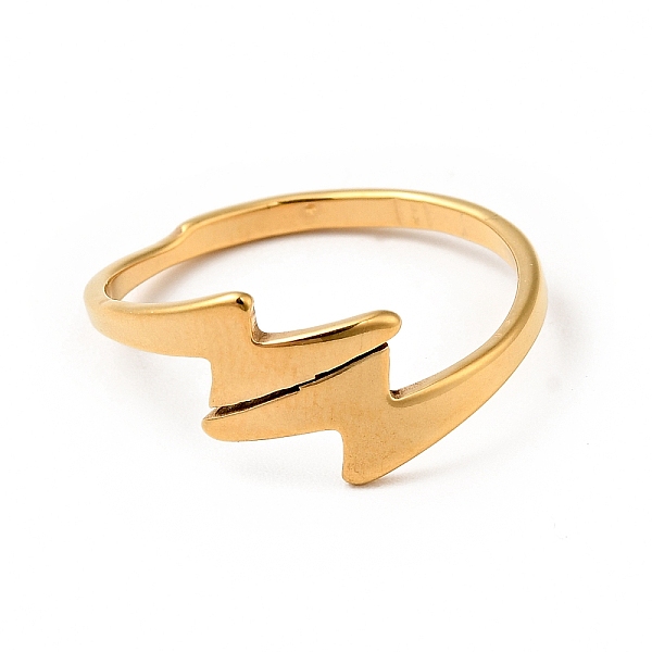 

PandaHall Ion Plating(IP) 201 Stainless Steel Lightning Bolt Cuff Ring for Women, Golden, US Size 6 1/2(16.9mm) 201 Stainless Steel