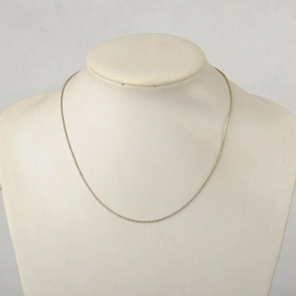 

PandaHall Iron Necklace Making, Iron Ball Bead Chains with Iron Bead Tips and Brass Spring Ring Clasps, Silver Color Plated, 18 inch Iron