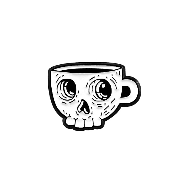 

PandaHall Safety Brooch Pin, Alloy Enamel Badge for Suit Shirt Collar, Skull Cup, Tableware, 16x21mm Alloy+Enamel Tableware