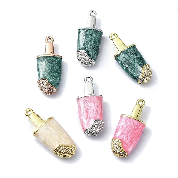 

PandaHall Rack Plating Brass Pave Cubic Zirconia Pendants, with Enamel, Ice Cream, Long-Lasting Plated, Lead Free & Cadmium Free, Mixed..., Multicolor