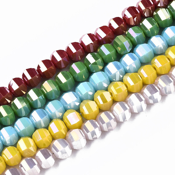 

PandaHall Electroplate Glass Beads Strands, AB Color Plated, Faceted, Round, Mixed Color, 6x4.5mm, Hole: 1.2mm, about 98~99pcs/strand..., Multicolor