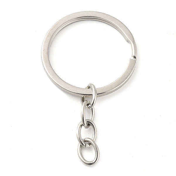 

PandaHall Iron Split Key Rings with Chain, Keychain Findings, Platinum, 53mm, clasp: 30x2mm Iron Ring