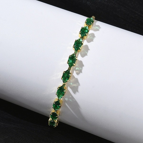 Bracelets ajustables en laiton carré à maillons sertis de micro-pavés de zircone cubique
