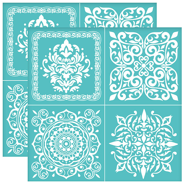 

PandaHall Self-Adhesive Silk Screen Printing Stencil, for Painting on Wood, DIY Decoration T-Shirt Fabric, Turquoise, Flower, 220x220mm..., Green
