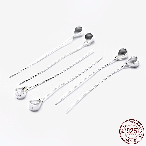 

PandaHall 925 Sterling Silver Eye Pin, with Pendant Bails, with S925 Stamp, Silver, 43mm, Hole: 3.5x4mm, Pin: 0.5mm Sterling Silver