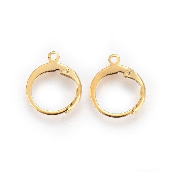 

PandaHall 304 Stainless Steel Leverback Earring Findings, with Loop, Real 24K Gold Plated, 14.5x12.5x2mm, Hole: 1.2mm 304 Stainless Steel