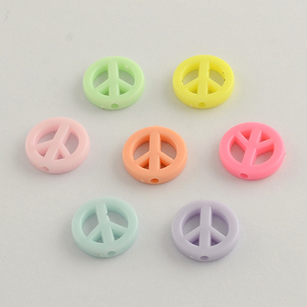

PandaHall Opaque Acrylic Beads, Peace Sign, Mixed Color, 16x3mm, Hole: 2mm, about 943pcs/500g Acrylic Peace Sign Multicolor