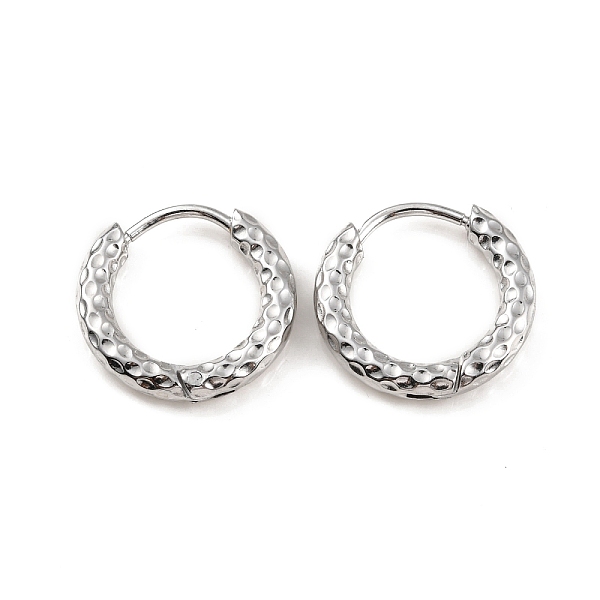 

PandaHall 304 Stainless Steel Grooved Hoop Earrings, Stainless Steel Color, 15x2.5mm, Pin: 1mm 304 Stainless Steel Ring
