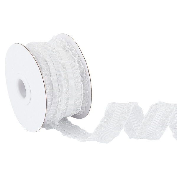

PandaHall FINGERINSPIRE 10 Yards/9.14m Double Ruffle Lace Trim 3/4 inch Wide White Ruffle Stretch Elastic Edging Trim Pleated Fabric Lace...