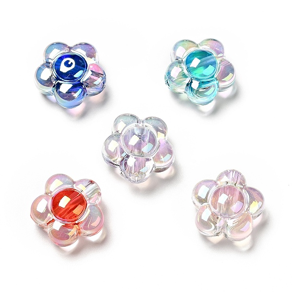 

PandaHall UV Plating Rainbow Iridescent Transparent Acrylic Beads, Two Tone, Flower, Mixed Color, 15.5x16x9mm, Hole: 3mm Acrylic Flower..., Multicolor